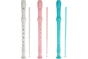 TIOAMY Flûte à bec soprano à flûte à bec 8 trous en ABS de style allemand Flûte triple en Do avec tableau de doigté Instructions (français non garanti) Lot de 3