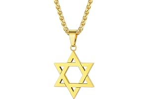 U7 Men's Hexagram Pendant Necklace Stainless Steel David Star Chain Star of David Jewish Stomach Symbol of Judaism Fashion Jewellery Hip Hop Punk Rap Necklace for Men Boys