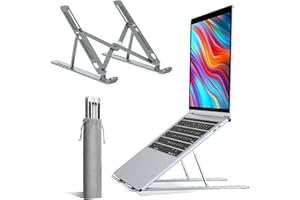 Roe Tenpo Adjustable Laptop Stand for Desk, 6-Angle Laptop Riser Portable Laptop Holder, Air-Ventilated Cooling Notebook Stand for Compatible with MacBook Air, Pro, Dell 10-15.6” (Silver)