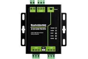 Waveshare Industrial Grade 2-Ch CAN To Ethernet Server, 2-Ch CAN + RS485 + Ethernet Port, Supports CAN Repeater/CAN To RS485, Dual SOCKET, Aluminium Alloy Case, Wall-Mount Support