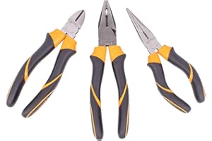 Beta 1169GBM/D3 - Assortimento di 1 pinza universale, 1 pinza becchi mezzotondi lunghi e 1 tronchese, impugnatura bimateriale, con finitura industriale