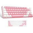 MageGee Portable 60% Mechanical Gaming Keyboard, MK-Box LED Backlit Compact 68 Keys Mini Wired Office Keyboard with Blue Switch for Windows Laptop PC Mac - Pink/White
