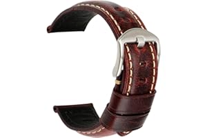 REZERO Bracelet de Montre, Sangle de Montre en Cuir Véritable Cirée à l’Huile Vintage, Épais et Léger Lanière de Montre de Remplacement pour Homme, Femme 18mm 19mm 20mm 21mm 22mm 23mm 24mm 26mm
