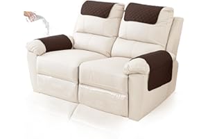 GYHH Armlehnenbezüge,Armlehnenschoner,Sofa Armlehne Kopfstützenbezug Für Sessel, Armlehnenbezug, Sesselbezug, Rutschfester, Gesteppter Möbelschutz (Coffee,2-Sitzer Liege | 4 STK)