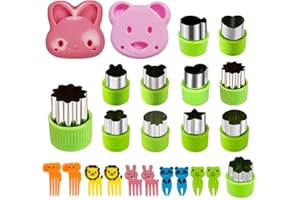 MLLTECH 24 pièces d'emporte-pièces pain légumes Set pour enfants emporte-pièces forme animaux emporte-pièces pain légumes emporte-pièces fourchettes à fruits sandwiches coupe-légumes inox pour enfants