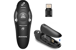 ‎KKMOL Wireless Presenter Clicker - Drahtloser USB Presenter, 2.4 GHz PowerPoint-Präsentations-Clicker, Präsentationsfernbedienung Pointer, Presenter-Flip-Pen für Schule oder Büro (Schwarz)