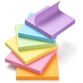 Agoer 600 Sticky Notes 76 x 76 mm, Colorful Sticky Notes, Coloured Sticky Notes for Bookmark Pages for Office, Study, Home (6