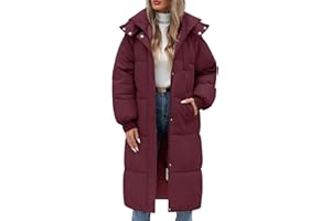 RITOSTA Women's Long Winter Down Coats Padded Puffer Jacket Thickened Hooded Comfort Overcoat Zip Up Hoodie Longline Parka with Pockets for Winter Warm Outwear Outdoor Hiking