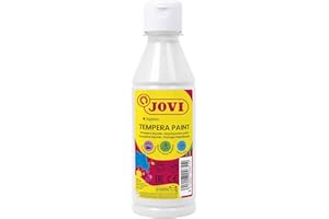 Jovi - Gouache liquide, bouteille de 250ml, Couleur blanche, Peinture à base d'ingrédients naturels, Facile à laver, Sans gluten, Idéal pour l'école (50201)