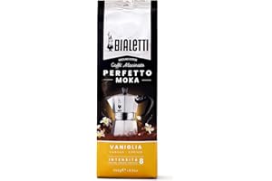 Bialetti - Perfetto Moka Vanilla: Café Molido Tueste Medio, Aroma de Vainilla, 250g, Paquete con Válvula Unidireccional para Preservar el Sabor
