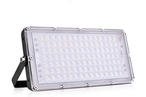 SOLIKU 100W Proyector LED Floodlight 8000lm Focos LED Exterior para patio Impermeable IP65 3000K Blanco Cálido, Reflector LED para patio, garaje, taller