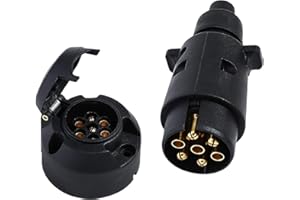 Eacalyc Enchufe de Remolque 7 Pines Y Zócalo de Remolque 7 Pines 12V Conector Enchufe de Remolque Hembra 7 Polos Eléctrico Zócalo de Remolque Macho Impermeable para Camión RV Barco o Remolque