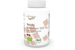 Vita World Reishi poudre qualité bio 500mg 120 Capsules Ganoderma Lucidum Made in Germany