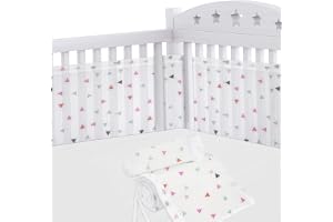 Aolso spjälsängsskydd, 2 st andningsbart nät spjälsängsfoder, spjälsängsskydd baby spjälsängsstötfångare, baby pojkar flickor