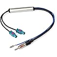 Bingfu Car Radio Antenna Signal Amplifier Double Fakra to DIN Plug Adapter with Phantom Feed Compatible with Universal Car Stereo FM AM Vehicle Car Audio Radio Stereo Head Unit Receivers