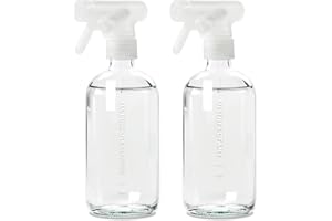MaisoNovo flaconi spray in vetro per la pulizia - Trasparente da 500 ml x 2 con 16 etichette completo di spruzzino
