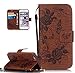 Produktbild Roreikes Apple iphone 6 Hülle, iphone 6S Case (4.7 Zoll), Muster PU Leder Handyhülle Flip Wallet Cover Blume Schmetterling Pattern Hülle Bookstyle Tasche mit Strap Portable Carrying Schutz Cases Etui Lederhülle Handytasche mit Magnetic Closure Stand ID Card Slots Pouch Soft Silikon für Apple iphone 6 / iphone 6S (4.7 Zoll) (Braun)