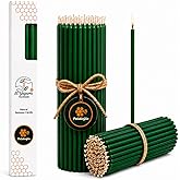 Petekoğlu almumu Mum Dilek Mumu Doğal Petek İnce Uzun Parti Nişan D&uuml;ğ&uuml;n Rit&uuml;el Doğum G&uuml;n&uuml; Mum 15 Adet Beeswax Candle (Yeşil)