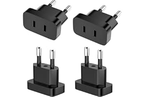 VIEVRE 4 adaptery US na UE, adapter wtyczka USA Niemcy, 250 V US na UE z zasilaczem USA, konwertery do urządzeń, maksymalna moc 2200 W, kolor czarny