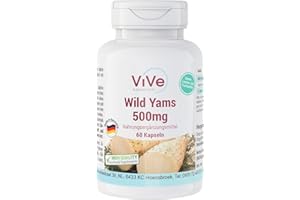 ‎VIVE SUPPLEMENTS Yamswurzel-Extrakt 500 mg - 60 Kapseln Wild Yams mit 20% Diosgenin- hochdosiert und vegan - Dioscorea villosa | Qualität aus Deutschland von ViVe Supplements
