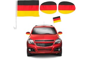 SANLIUSANJIU Autofensterfahnen Deutschland + Autospiegelbezug Deutschland, 3 er Deutsche Fussball 2024 Fan Lieferungen, Deutschland Fanartikel für Paraden, Festival Feiern