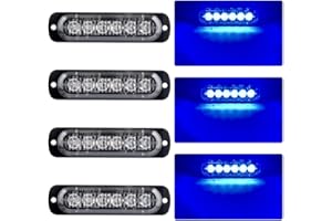 KAIDENGZHE 4pz Ultra Thin 6LED luci d'avvertimento di Emergenza Blu Hazard lampeggiante Strobe Light Beacon Light universale per 12-24V Car Truck Trailer Camper Motorcycle Furgone