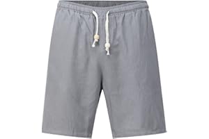 YOUTHUP Men's Cotton Shorts Lightweight Elasticated Waist Bermuda Sports Shorts Knee Pants Drawstring Short Bottoms