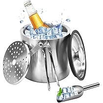 Edelstahl Eiskübel 2L - Weinkühler Mit Deckel Für Champagner, Sekt & Bier