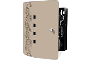 ‎BANJADO banjado® Design Schlüsselkasten aus Edelstahl Motiv Baumwollblüte Monochrom für 24x21,5x7cm Schlüssel - Schlüsselschrank zur Schlüssel Aufbewahrung 24x21,5x7cm groß mit praktischem Magnetverschluss