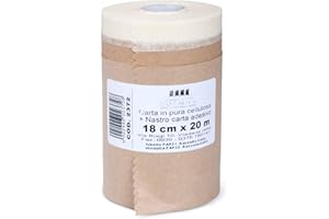 PENNELLIFICIO 2000 | Rotolo in Carta con Nastro Adesivo, Set Mascheratura, Protezione Pareti, Muri, Battiscopa, Mobili, Dimensioni 18 cm x 20 m – Made in Italy