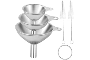 VOZITUG Edelstahl Trichter Set, 3 Stück Mini Mit Griff und Reinigungsbürste, Stapelbarer Kleiner Marmeladentrichter zum Übertragen von Marmelade, Kochölen, Flüssigkeiten, Pulver