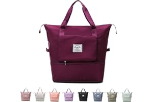 HIAME Bolsa de Viaje Plegable de Gran Capacidad, Bolsa Deportivas de Gimnasio, Bolsas de Equipaje de Transporte, Bolso de Hombro con la Manga de la Carretilla y Bolsillo Mojado