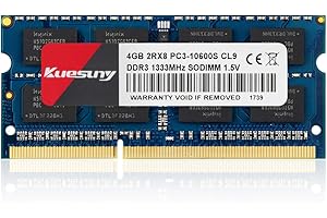 Kuesuny Mémoire RAM (4GB pour ordinateur portable 4 Go DDR3, 1333MHz, PC3-10600, sans ECC, 1,5 V, CL9, 2Rx8, Dual Rank, 204 broches, SODIMM)