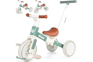 aiwo 5 In 1 Kids Tricycle for Toddler 1-3 Year Olds, Baby Balance Bike for 1 2 Year Old Boys Girls Gift, Kids Trike with Parent Handle and Removable Pedals