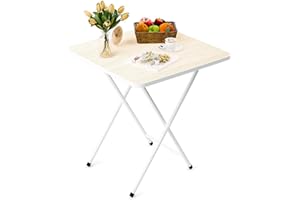 blodfune Folding Table, Portable Camping Tables that Fold Up, 23.6'' Scratch Resistant Folding Table, Foldable Table For Indoor Tv Coffee Dinner, Outdoor Camping, Picnic & Party (WHITE)