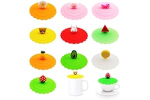 ZHIQIN 10 szt. pokrowców na kubki do napojów silikonowe szklane pokrowce na kubki wielokrotnego użytku przeciwpyłowe pokrowce na kubki z kreatywnym uroczym szczelnym pokrowcem na napoje do herbaty piwa wina wody