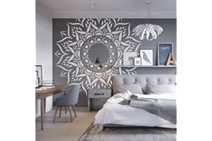壁涂鸥 BACKGROUNDTURNOVER 240cm Huge Giant Mandala Henna Indian Arabic Ethnic Round Flower Lotus Pochoir Pochoirs Pour Murs Grande Peinture Grand Modèle Décor Réutilisable Mandala Revêtement De Sol Décoration Cadres