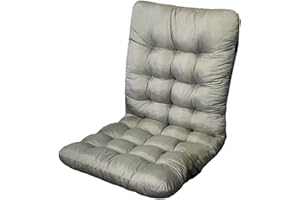 TJSKLCV Garden Chair Cushions with Backs, Indoors/Outdoors Waterproof Soft Seat Pads, Premium Tufted Cushion Pads, Rocking Chair Cushions High Back Chairs Cushion (Grey, One Size)