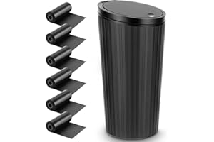 Zhufas Bote de Basura para Coche, Mini Cubo de Basura del Vehículo con Tapa Impermeable Papelera Portátil Pequeño, Papelera Coche con 6 Rollos de Bolsas de Basura, para Coche Oficina Hogar