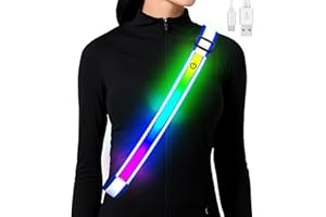 Fokia Kunbio Lauflicht Joggen mit Reflektoren Gürtel, LED Leuchtband USB Aufladbar Verstellbar Nacht Sicherheitslicht Laufgürtel für Jogger Laufen Fahrrad Hundewandern Outdoor Sports für Männer