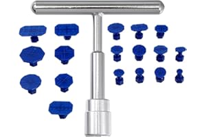 BAOSROY Strumento per Riparazione Ammaccature,19pcs Kit Rimozione delle Ammaccature Auto,Ripara Ammaccature Auto,T-Bar Hammer Pull Rod Puller,Riparazione Ammaccature Carrozzeria Auto, Levabolli Carrozzeria
