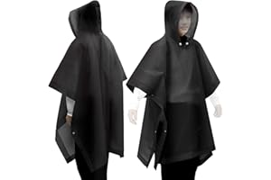 ANYOO Rain Poncho Kids Waterproof Raincoats for Boys Girls, 2 Pack Lightweight PEVA Rain Cape with Large Hood fit Kid Height 100-150cm