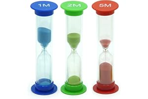 TEACHERFAV Sand Timer Small Set of 03 Colorful Hour Glass Handy Plastic Covered Clock Timer 1 min 2 min 5 min
