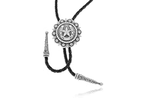 Yjfeshion Mens Western Bolo Tie Cowboy Longhorn Bull Design Handmade Leather Necktie for Husband Dad Gift