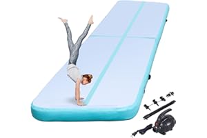 Mophorn Bisujerro Colchoneta Hinchable para Gimnasia Colchoneta Inflable Tumbling para Volteretas para Hogar, Gimnasio, Parque SIN Bomba Azul Claro (600x100x10CM)