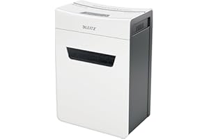 ‎LEITZ Leitz IQ 6M Premium Aktenvernichter P5, Mikroschnitt, 7-6 Blatt (70-80g/m²), Super leise, kompakt & sauber, TÜV+GS zertifiziert, 18L Behälter, für Büro & Home Office, Protect Serie, Weiß, 80950000