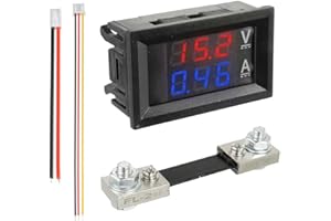 JAMHER 100A DC 0-100 V Amperometro digitale a LED da 0,28" Voltmetro con shunt, rivelatore rosso misuratore di corrente