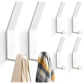 Coat Hooks Pack of 6 Towel Hooks for Drilling Screws Invisible! Coat Hooks Wall Modern Coat Rack for Jackets Coats Clothes Scarves Handbags and More White
