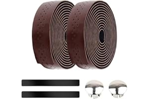 ETOPARS 2 Piezas Cinta de Manillar de Bicicleta PU Cuero Carretera Ciclismo Cinta Manillar Antideslizante Bandas Respirable Comodidad Cinta con Tapón Extremo