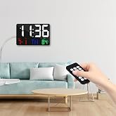 HyMark Dijital Duvar Saati Renkli HD LED Ekran 25X16 Cm Tarih G&uuml;n Sıcaklık Alarm USB Dekoratif